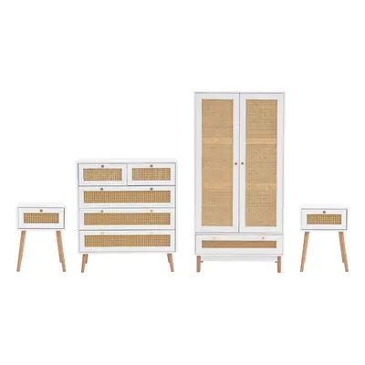 White Wooden Piece Furniture Set Wardrobe Chest of Drawers Bedsides Birlea Croxley