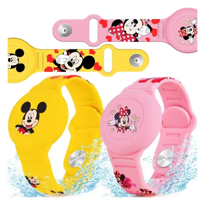 2 Pack AirTag Bracelet for Kids, Waterproof Cute Cartoon Air tag Holder with Watch Band Design, 