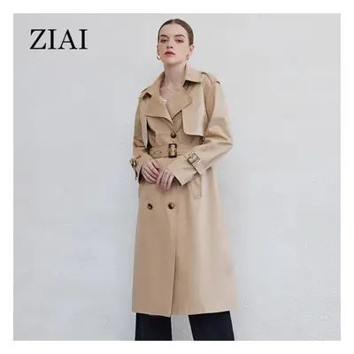 (khaki, S) Astrid Spring Autumn Long Women&apos;s Trench Coat Women Windbreaker Double-breasted 