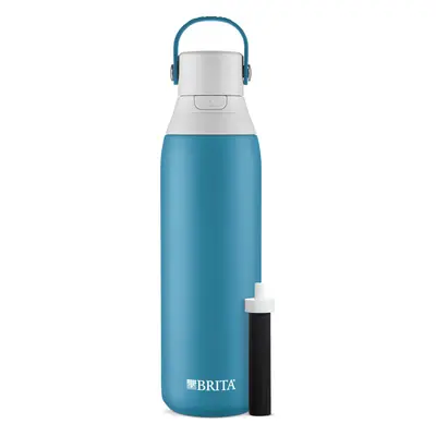 Brita Insulated Filtered Water Bottle with Straw Reusable Stainless Steel Metal Blue Jay Ounce