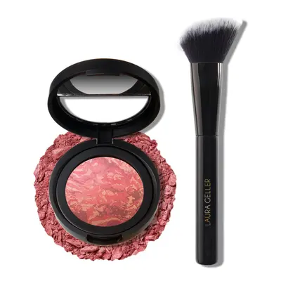 LAURA GELLER NEW YORK Baked Blush-n-Brighten Marbleized Blush + Angled Blush Brush Summer Orchid