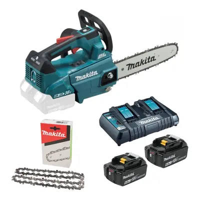 Makita DUC256PG2 Twin 18v 36v LXT Li-Ion Brushless Chainsaw 25cm 2x6ah + Chain