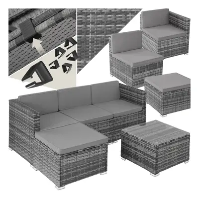 (grey) Rattan Garden Furniture Corner Sofa Lounge Set Seater Stool Coffee Table