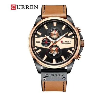 (orange) Curren Man Watches Fashion Casual Quartz Sporty Wristwatches Blue Clock Male Chronograp