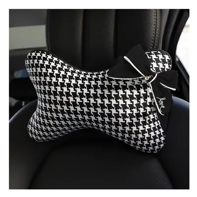 (neck pillow) Classic Plaid Bowknot Universal Car Neck Pillow Seat Headrest Auto Waist