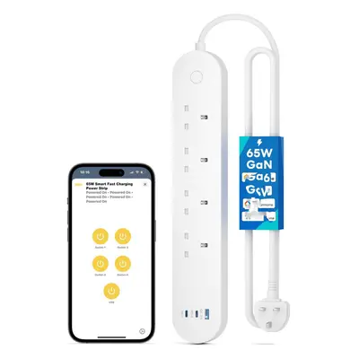 (HomeKit Version, 65W GaN Fast Charging) Smart Power Strip, 65W GaN Fast Charger