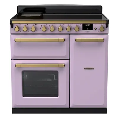 Rangemaster Estel Deluxe 90cm Electric Range Cooker with Induction Hob - Heather / Antique Brass