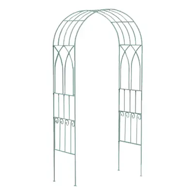 Charles Bentley Decorative Wrought Iron Arch Ideal for Growing Plants Sage Green Rustic Colour V