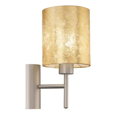 Wall Light Colour Champagne Steel Circular Shade Gold Fabric Bulb E27 1x60W