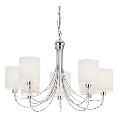 Multi Light Ceiling Pendant Bulb Chrome & White Shade Chandelier Modern Lamp