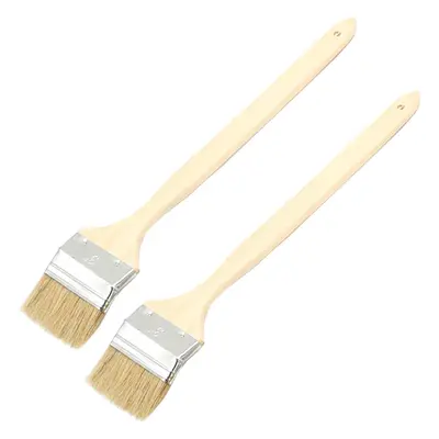 Brush Head Width 75mm/3 inch Long Wood Handle Metal Ferrule Bent Paint Brush Radiator Brush Beig