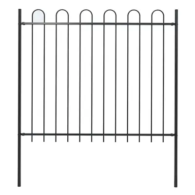 vidaXL Garden Fence with Hoop Top Fence Panel Border Fence Steel 1.8 m Black