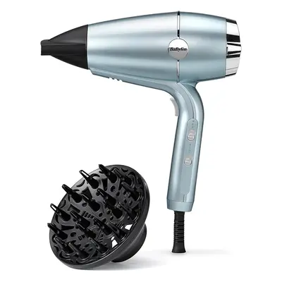 BaByliss Hydro-Fusion Hair Dryer, Smooth Blow-Dry, Ionic Anti Frizz, nozzle and curl diffuser