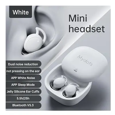 (White) NEW Wireless Mini Sleep Bluetooth Earbuds APP Headphones Noise Cancelling