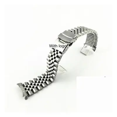 (B-Silver with logo 22mm) For Seiko Solid Stainless Steel Band Skx007 Skx009 Srpd63k1 Samurai 20