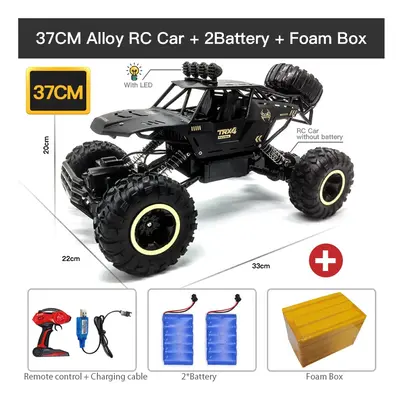 (37 Black 2B Alloy) ZWN 1:12 / 1:16 4WD RC Car With Led Lights 2.4G Radio Remote Control Cars Bu