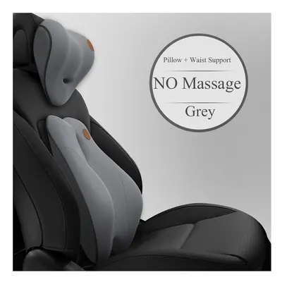 (NO Massage Set GY) Electric Massage Lumbar Support Car Waist Seat Back Cushion Car Pillow