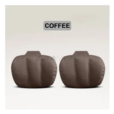 (Coffee 2pcs) Breathable Leather Car Seat Headrest Neck Support Car Neck Pillows For