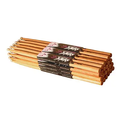 On Stage 5A Hickory Drum Sticks - (12 Pack) (Wood Tip Pak)