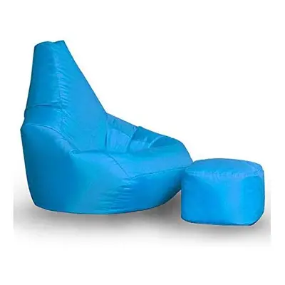 (Light Blue) Bonkers Player Combo Bean Bag with Foot Stool