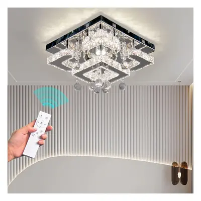 (Square Led-dimmable) 1.8" ignitable modern crystal ceiling fixture LED flush mount pendant ligh