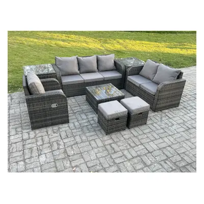 Fimous Indoor Outdoor Rattan Garden Furniture Seater Set Table Sofa Chair Patio Conservatory wit