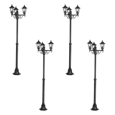 4 PACK IP44 Outdoor Bollard Light Black Cast Aluminium Arm 60W E27 Post