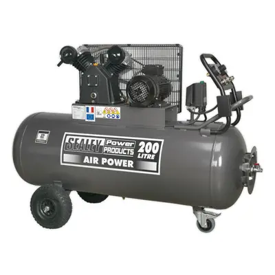 200 Litre Belt Drive Air Compressor - Front Control Panel - 3-Phase 3hp Motor