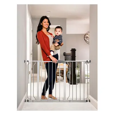 Easy Step 124cm Extra Wide Baby Gate, Platinum, Includes 10cm and 30.5cm Extension Kit, Pack of 