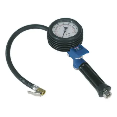 Tyre Inflator - Clip-On Connector - 400mm Hose - 1/4" BSP - EXTRA LARGE GAUGE