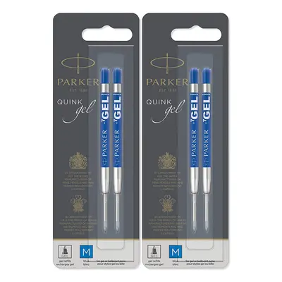 Parker Quink Refill Ink for Ballpoint Ball Pens Medium Point Blue Ink 4Total refills 30526PP2PK