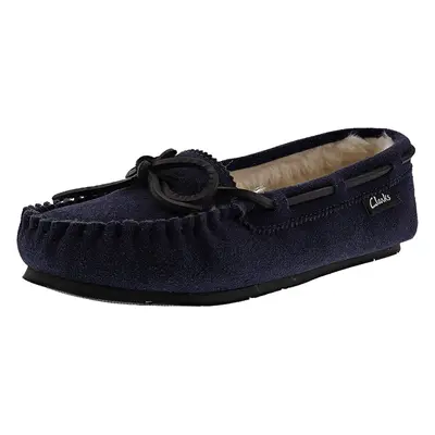 Clarks Womens Nancy Moccasin Winter Slipper (6 US Navy Suede)