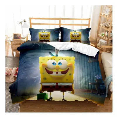 (11, Double-200*200cm) SpongeBob SquarePants Bedding Single Double Duvet Cover Pillow Cases Set