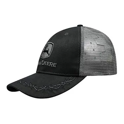 John Deere Mens Oilskin Charcoal Mesh Back Embroidered Hat