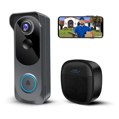 Wireless Video Doorbell Camera with Ringtone, 1080P Smart WiFi Doorbell Camera with Voice Change