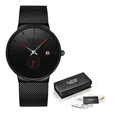 (Black) LIGEWatches Casual Waterproof Quartz Clock Mens Watches Top Brand Luxury Ultra-Thin Spor