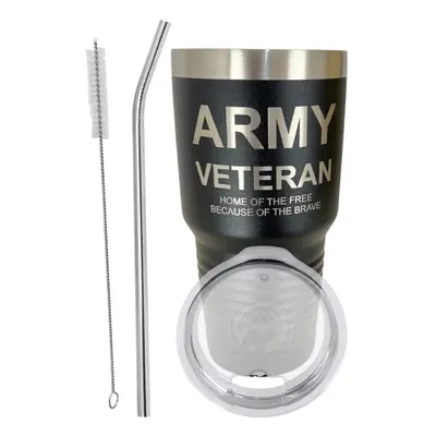 United States Army Veteran Travel CupMug for Men Women Polar Camel Black oz Vacuum Insulated Sta