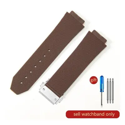 (J02-Brown-Steel-Z2 26x19mm) For Hublot Yubo High Quality Silicone Waterproof Watch Strap Classi