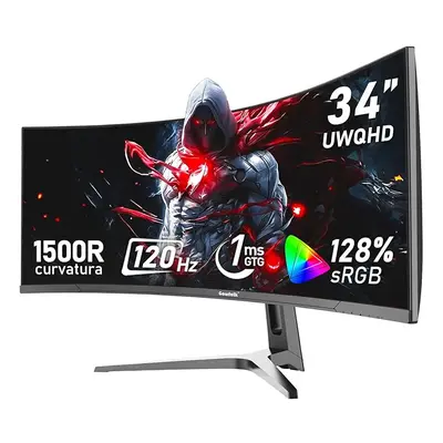 34 Inch Ultrawide Curved 120Hz Gaming Computer Monitor 1500R PC screen 21:9 UWQHD (3440x1440),G-