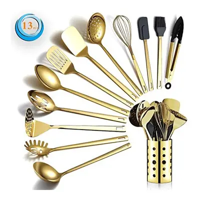 Gold Cooking Utensils Set, Berglander Stainless Steel Pieces Kitchen Utensils Set With Titanium 