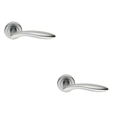 2x PAIR Smooth Ergonomic Handle on Round Rose Concealed Fix Satin Chrome