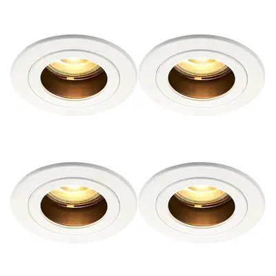 4 PACK Anti-Glare Recessed Ceiling Downlight - 50W GU10 Reflector - Matt White