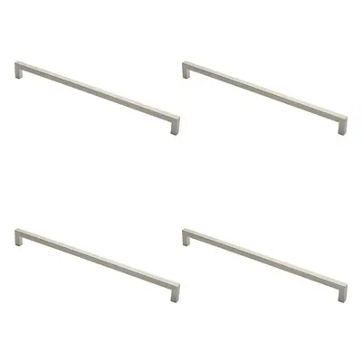 4x Square Mitred Door Pull Handle x 19mm 600mm Fixing Centres Satin Steel