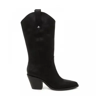 (4 (Adults')) Feria | Black | Ladies Heeled Long Boots