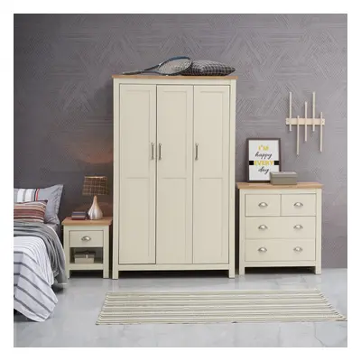 Lisbon Piece Bedroom Set Door Wardrobe Drawer Chest Drawer Bedside Table Cream