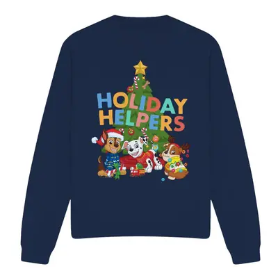 (S, Navy) Paw Patrol Unisex Adult Holiday Helpers Christmas Sweatshirt