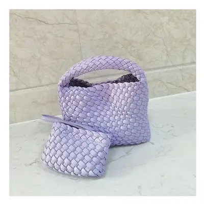 (Taro purple+coin purse+chain) Pure Handmade Woven Small Titt Bag Handbag Female New High -End M