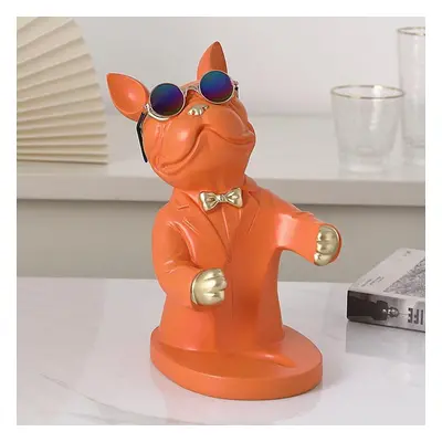 (orange) French Bulldog Sculpture Figurine Wine Rack Wine Bottle Holder Modern Living Room Decor