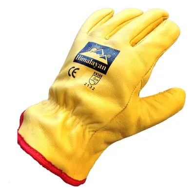 (Medium - Size 8) Himalayan H310 Fleece-Lined Leather Gloves | Thermal Work/Drivers Gloves PPE