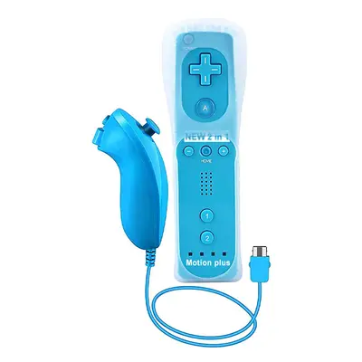 (Blue- Set) 1pcs/2pcs Controller for Wii Remote Controller Gamepad Built-in Motion